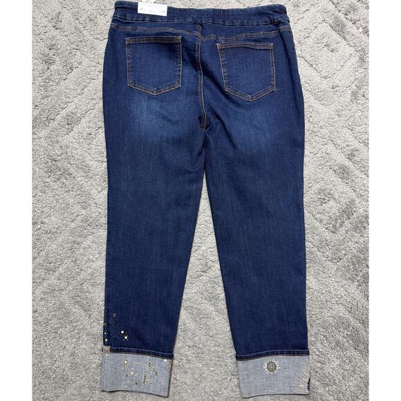 Chicos Celestial Cuff Embroidered Embellished Pull On Ankle Jeggings Sz 14R NWT - Picture 2 of 14